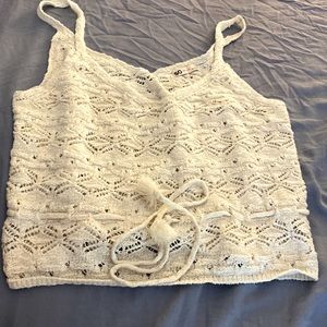 Beige XL woven crop top